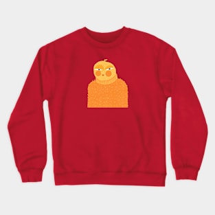 Funny and confused yellow chicken in orange sweater, version 2 Crewneck Sweatshirt